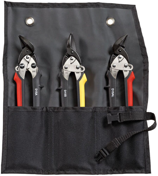 Bessey DSET15 - Juego de 3 tijeras Bessey D15A en funda enrollable
