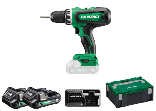 Hikoki DS18DFWQZ - Taladro atornillador de batería 18 V DS18DF, 53 Nm, 2 baterías 2,0 Ah y maletín HSC