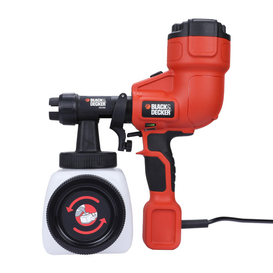 BLACK+DECKER Pistola para Pintar 400W, Pulverizador de Rociado Fino, Indicador de Flujo, Recipiente de Llenado Lateral 1200ml, Fácil de Llenar y Vaciar, para Vallas, Cabañas y Paredes, HVLP200