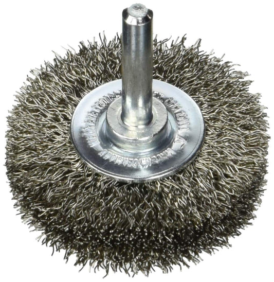 LessMann 415363 - Wheel brushes with 6 mm shank dia  50 x 15 mm steel wire stainless ROF crimped 0,30 mm