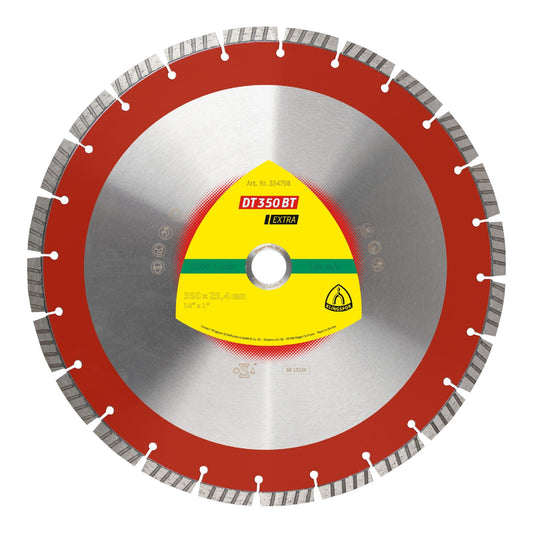 Klingspor 354798 - Disco de corte de diamante segmentado turbo DT 350 BT, 350 x 3 x 25,4 mm