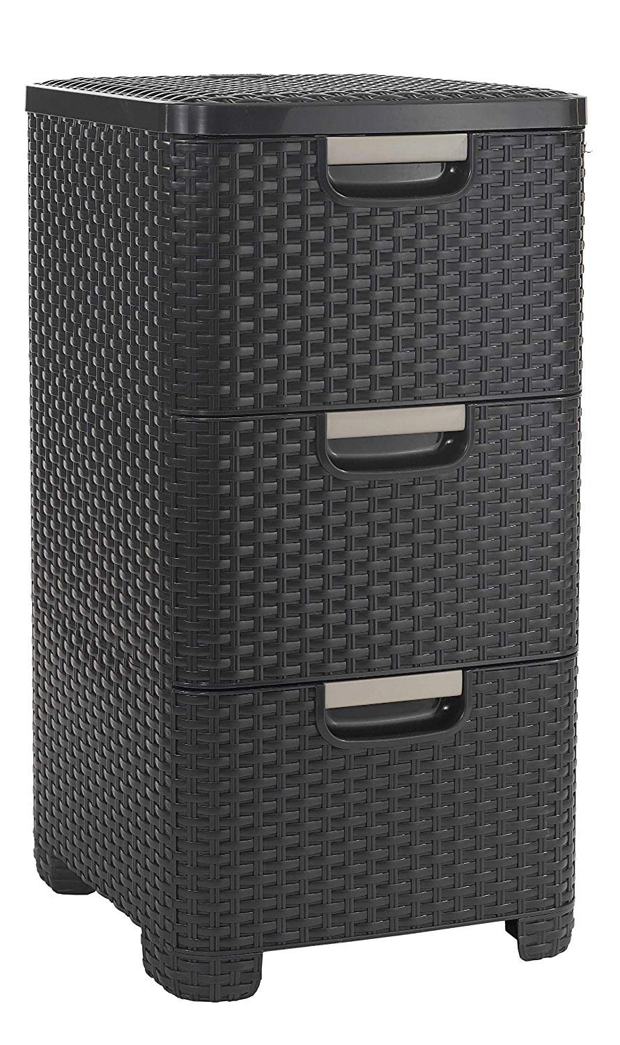 Keter 206313 - Cajonera Style de 3 cajones 14 L efecto ratán marrón 33x38x63 cm