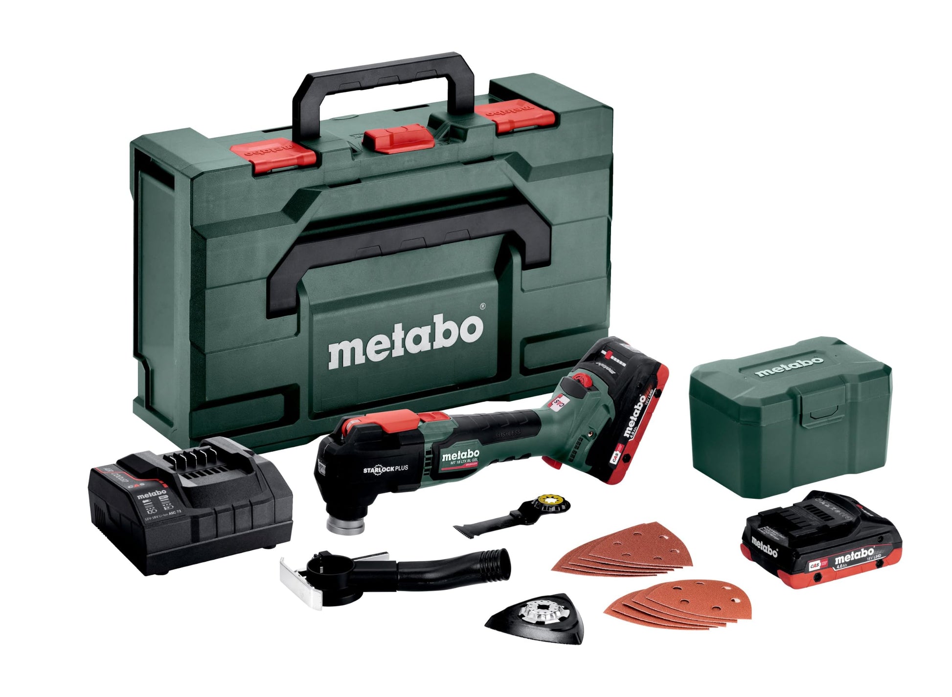 Metabo 613088800 - Multiherramienta oscilante 18V MT 18 LTX BL QSL, 2 baterías LiHD 4,0 Ah, metaBOX