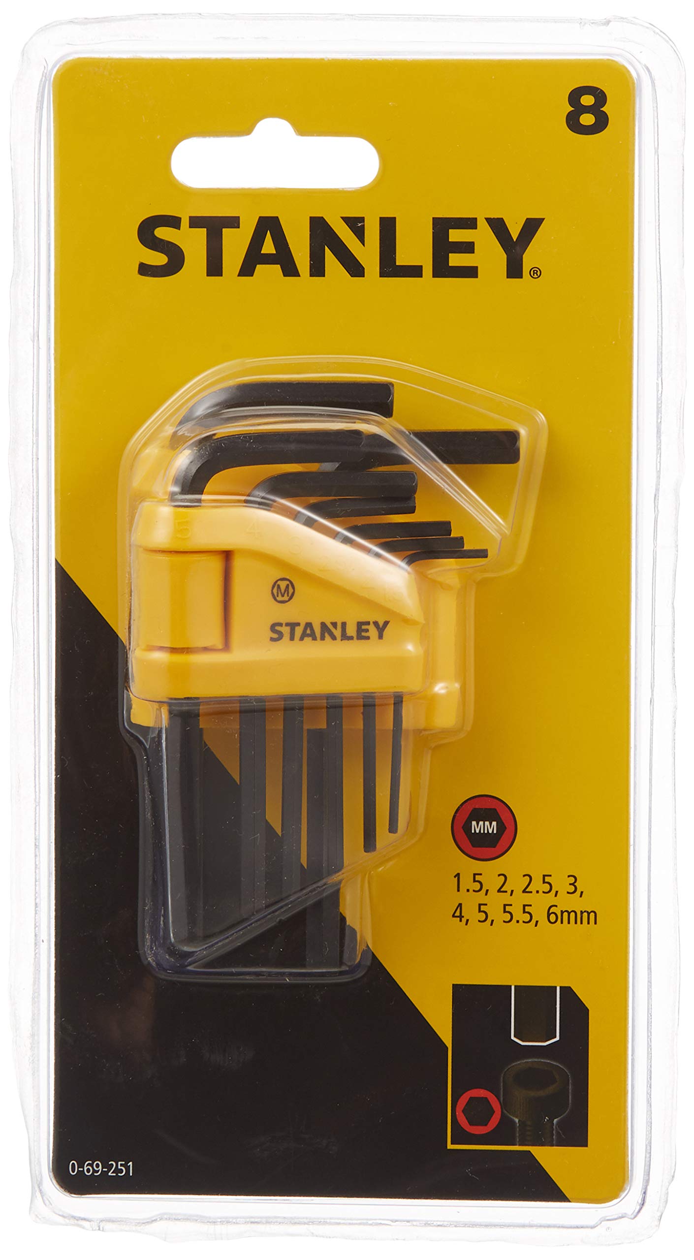 Stanley 0-69-251 - Juego de 8 llaves Allen métricas de 1,5 a 6 mm