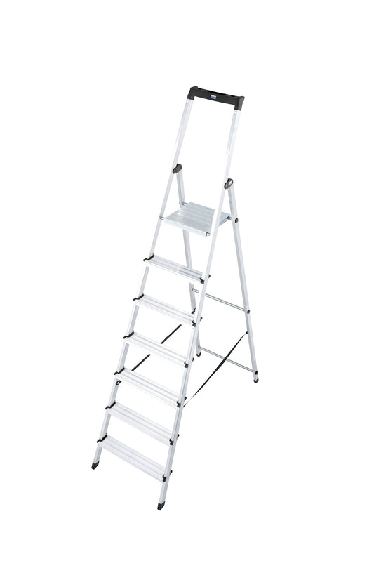 Krause 126252 - Escalera de tijera de aluminio Solidy, 7 peldaños, altura de trabajo 3,50 m