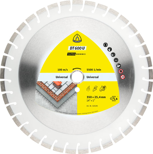 Klingspor 325194 - Disco de corte de diamante segmentado DT 600 U, 350 x 3 x 20 mm, para hormigón y construcción