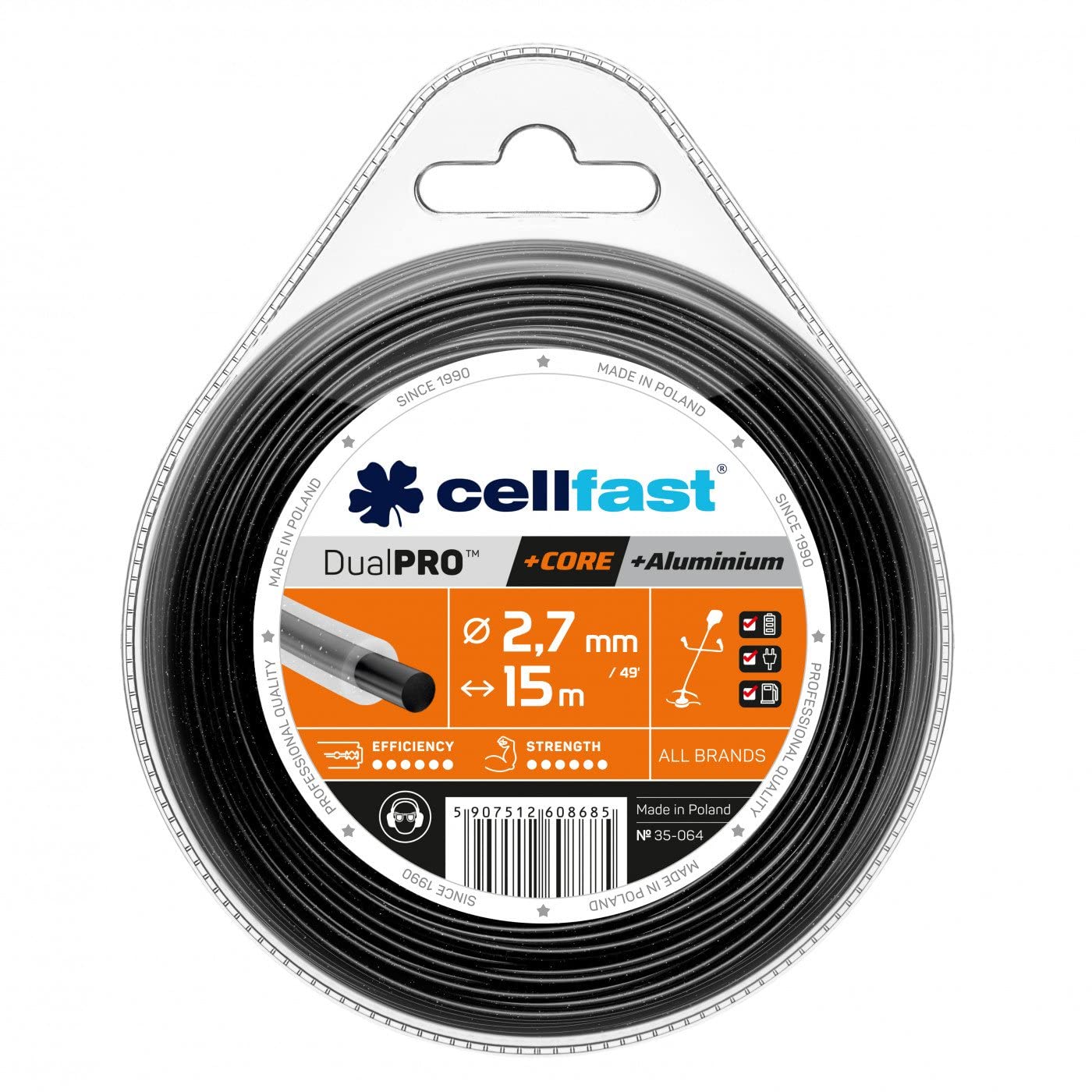 Cellfast 35-064 - Hilo de corte para desbrozadora con alma 2,7 mm, 15 m, redondo