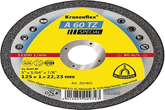 Klingspor 202401 - Disco de corte Kronenflex para metal A 60 TZ Special, 125 x 1 x 22,23 mm