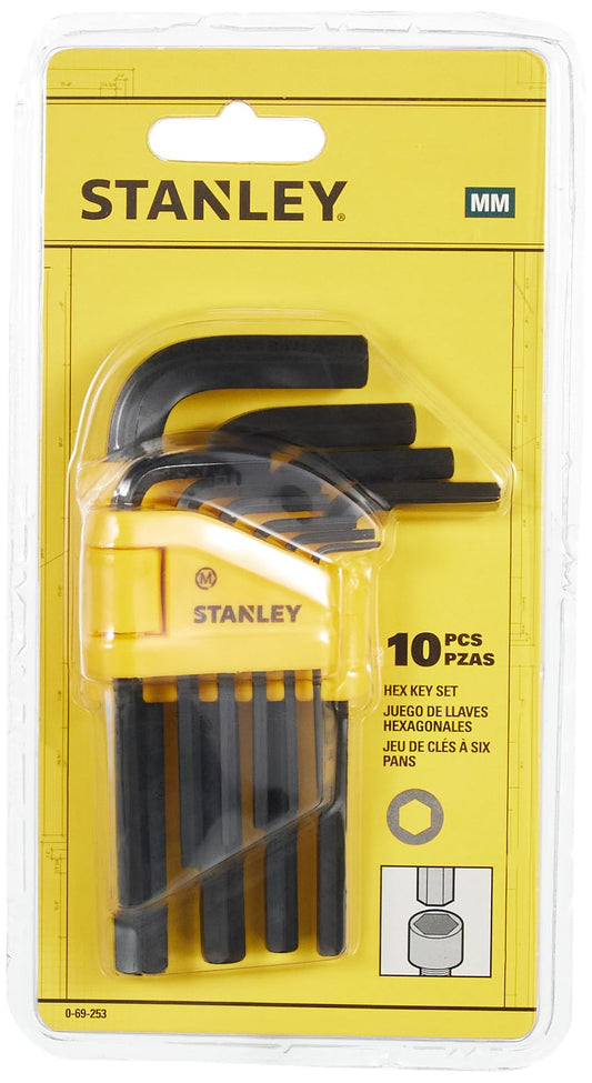 Stanley 0-69-253 - Juego de 10 llaves Allen hexagonales de 1,5 a 10 mm
