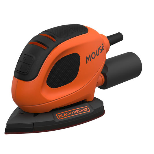 BLACK+DECKER bew230 K – Lijadora Triangular Mouse (55 W, placa lijadora 133 x 95 mm, con aspiradora adaptador, para lijar/pulir, diseño de agarre ergonómico, sistema de fijado)