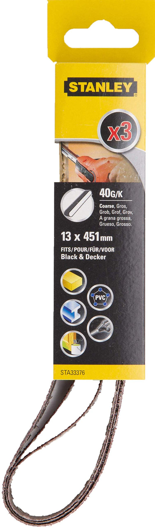 STANLEY STA33376-XJ - 3 Cintas lima eléctrica 13 x 451mm G 120