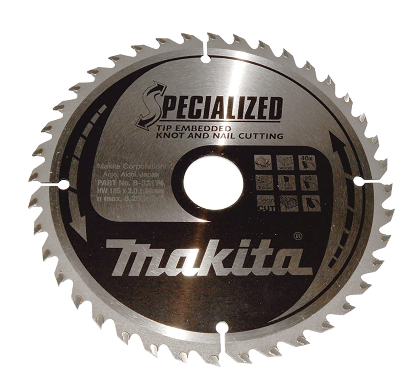 Makita B-33174 - Hoja de sierra especializada, 185 x 30 mm, 40 z