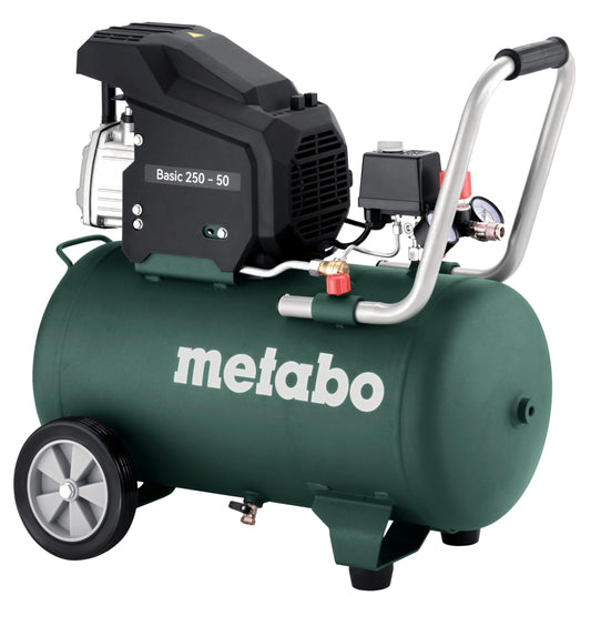 Metabo 601524000 - Compresor de pistón con aceite Basic 250-50 W, calderín 50 l, 8 bar, 1,5 kW