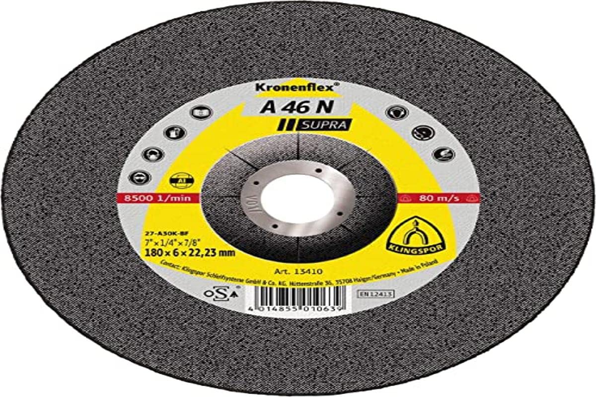 Klingspor 2226 - Disco de desbaste Kronenflex A 46 N Supra para aluminio, 125 x 6 x 22,23 mm