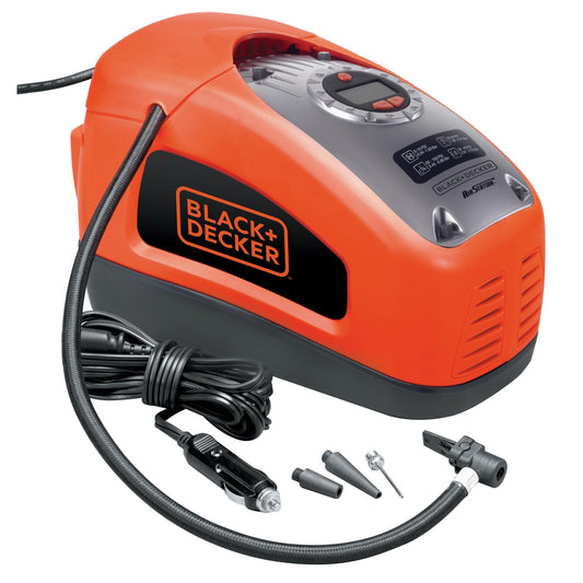 Black+Decker ASI300-QS - Compresor inflador de aire de 230V y 12V, 11 bar (160 psi)