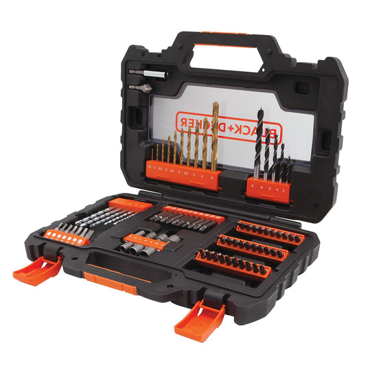 BLACK+DECKER A7231 Juego de 76 piezas para Atornillar y Taladrar Pulgadas Titanio Pulgadas en Maletin de fácil transporte