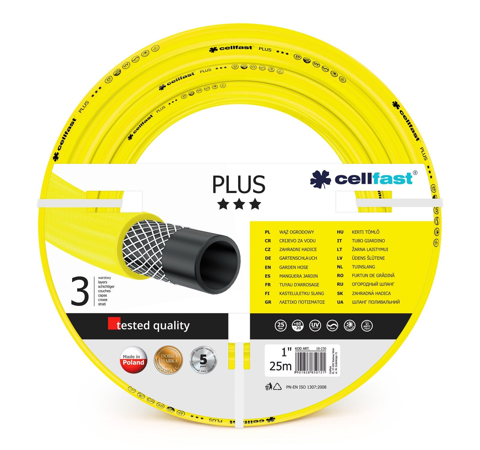 Cellfast 10-230 - Manguera de jardín Plus 1" 25m