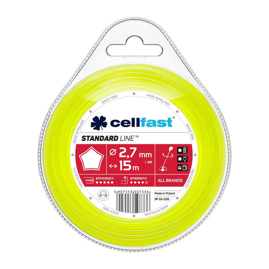 Cellfast 35-026 - Hilo de corte para desbrozadora Standard 2,7 mm, 15 m, estrella