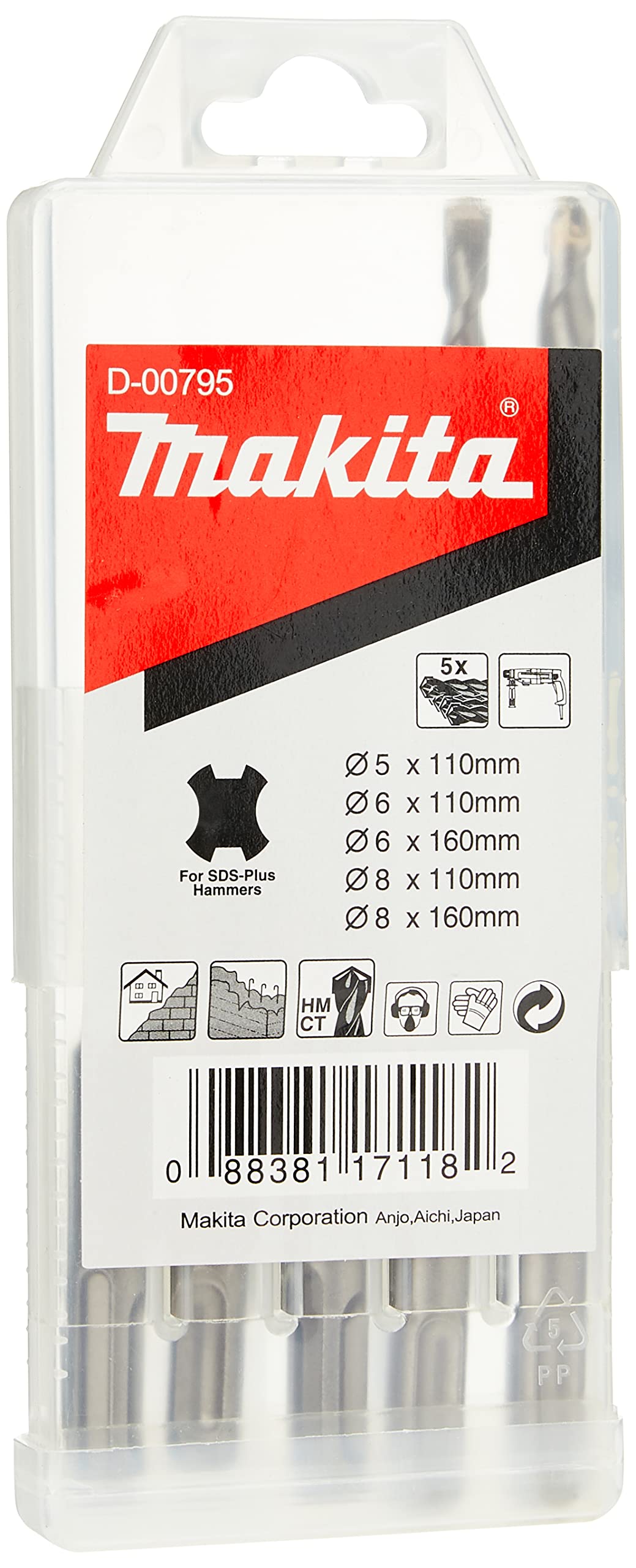 Makita D-00795 - Estuche de brocas SDS-PLUS Standmak (Lote de 5 uds)
