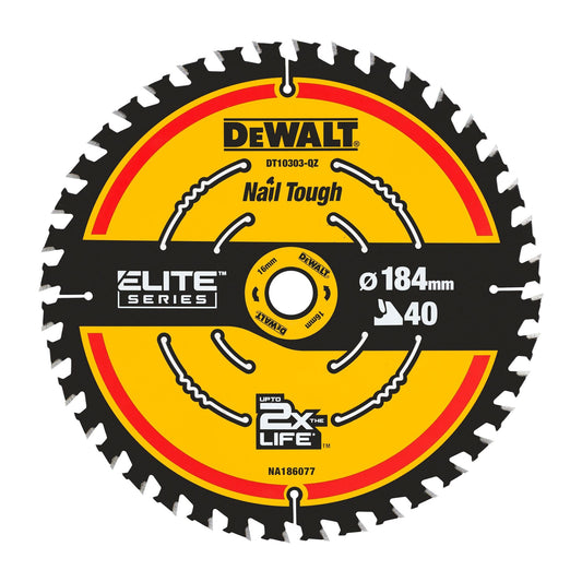 DeWalt DT10303-QZ - Hoja de sierra circular Extreme 184 x 16 mm 40 dientes