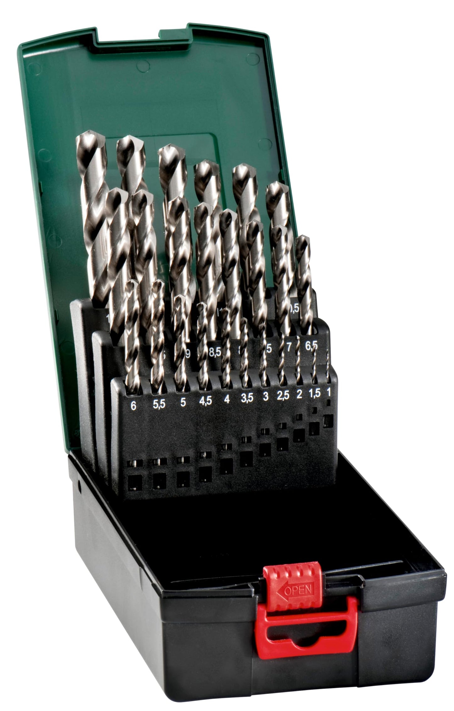 Metabo 627669000 - Juego de brocas para metal HSS-G SP, 25 piezas, 1 - 13 mm, estuche