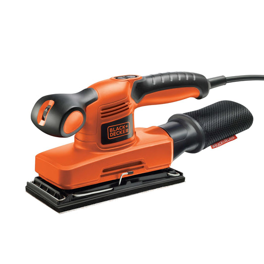 BLACK+DECKER Lijadora Orbital 240W de 1/3 Hoja, Velocidad Variable 7.000-15.000 opm, Filtro, 5 Hojas de Lija y Maletín, Fijación de Papel con Velcro y Pinza, Bolsa de Extracción de Polvo, KA320EKA-QS