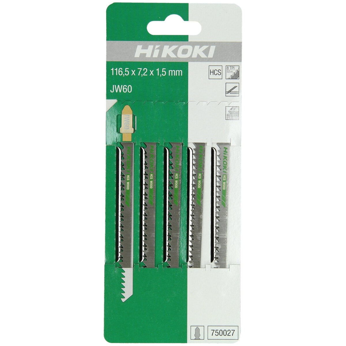 Hikoki 750027 - 5 hojas de sierra de calar madera HCS JW60/T301CD