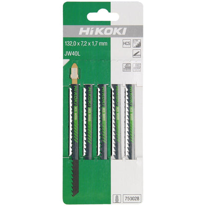 Hikoki 750028 - 5 hojas de sierra de calar madera HCS JW40L/T344DP