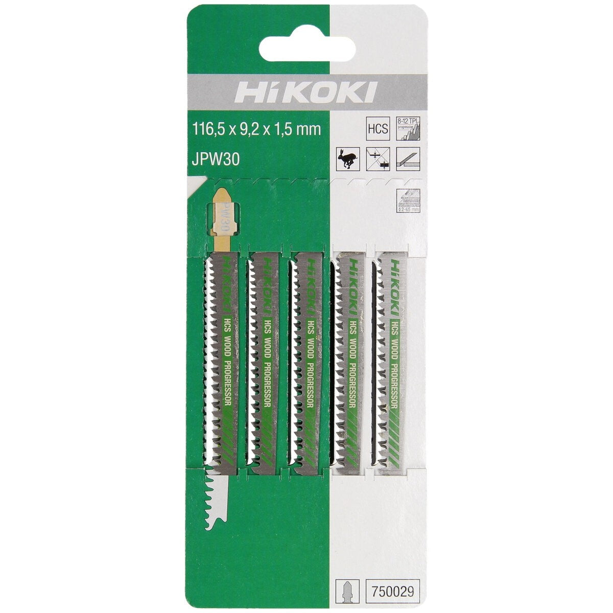 Hikoki 750029 - 5 hojas de sierra de calar madera HCS JPW30/T234X