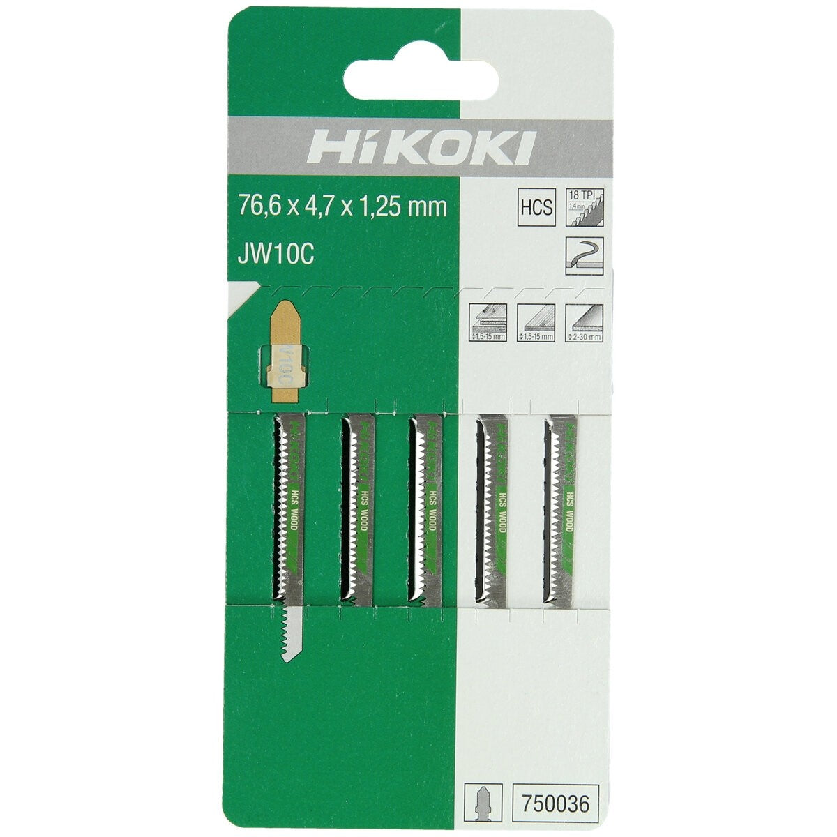 Hikoki 750036 - 5 hojas de sierra de calar madera HCS JW10C/T101AO