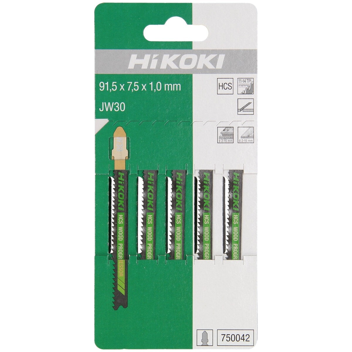 Hikoki 750042 - 5 hojas de sierra de calar madera HCS JW30/T119B