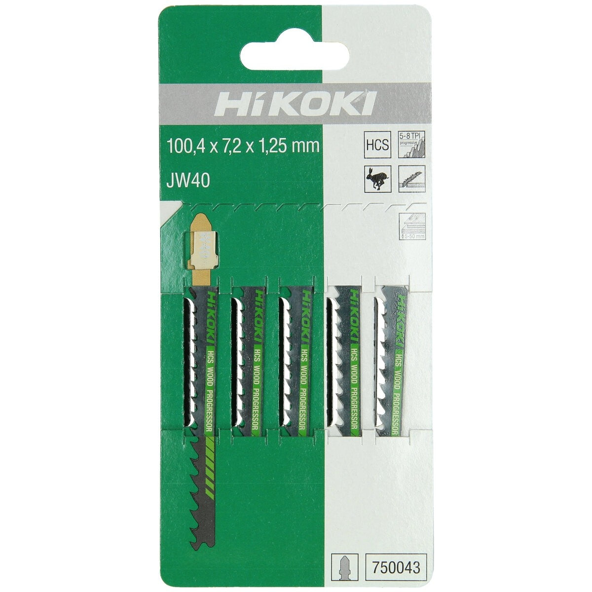Hikoki 750043 - 5 hojas de sierra de calar madera HCS JW40/T144D