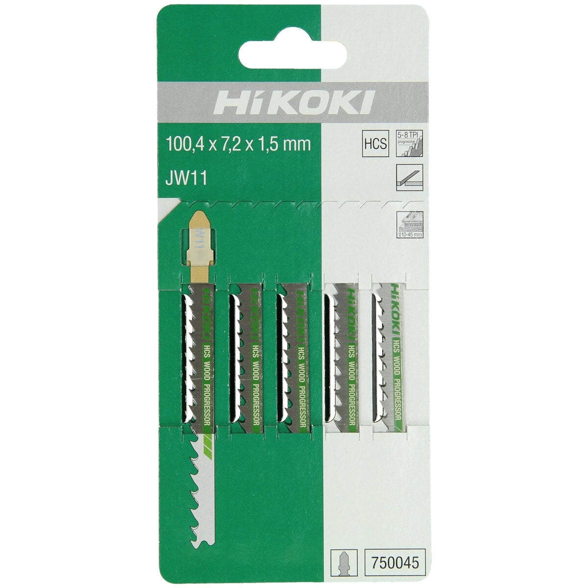 Hikoki 750045 - 5 hojas de sierra de calar madera HCS JW11/T101D