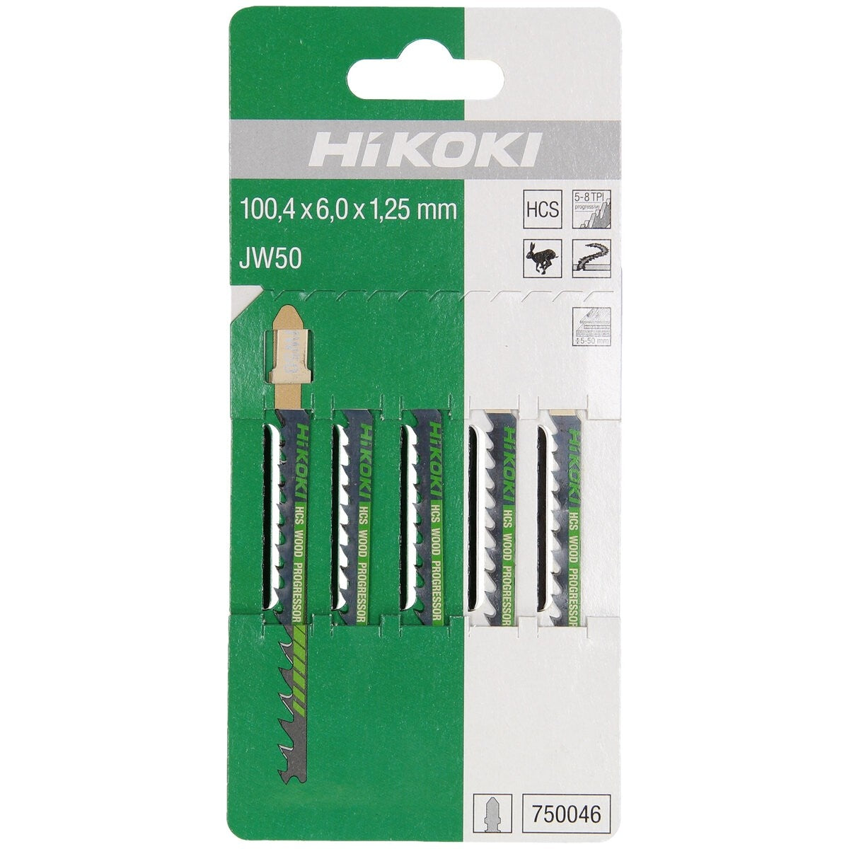 Hikoki 750046 - 5 hojas de sierra de calar madera HCS JW50/T244D