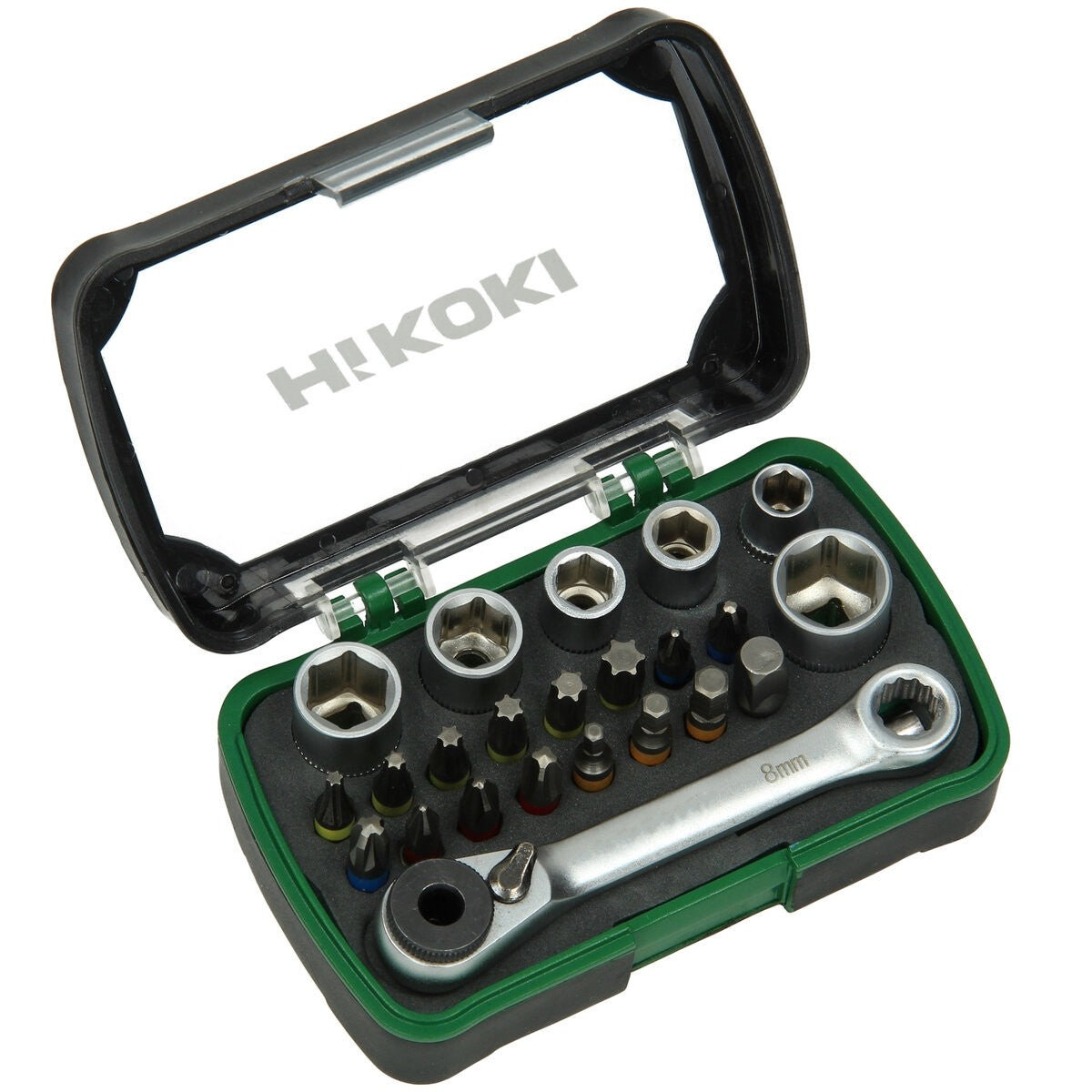 Hikoki 750362 - Juego de brocas/taladro 1/4", 24 piezas, incl. carraca