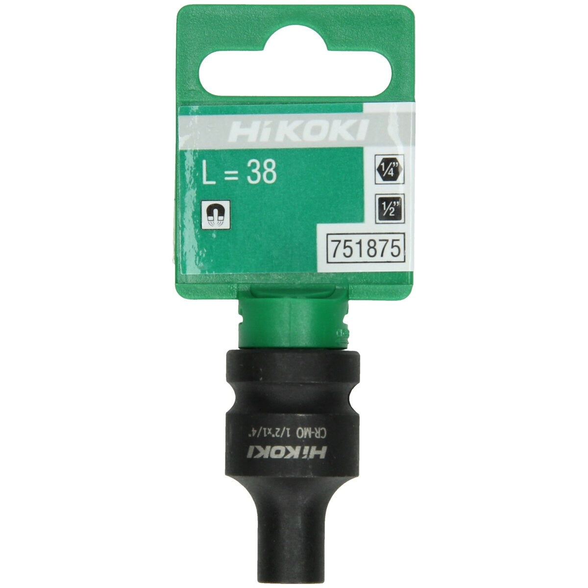 Hikoki 751875 - Llave de vaso 1/2" adaptador de broca interior 1/4", 38 mm, impacto, magnético