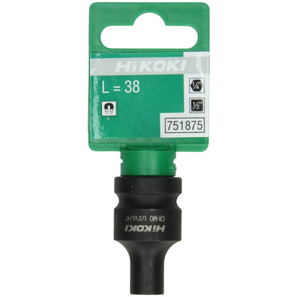 Hikoki 751875 - Llave de vaso 1/2" adaptador de broca interior 1/4", 38 mm, impacto, magnético