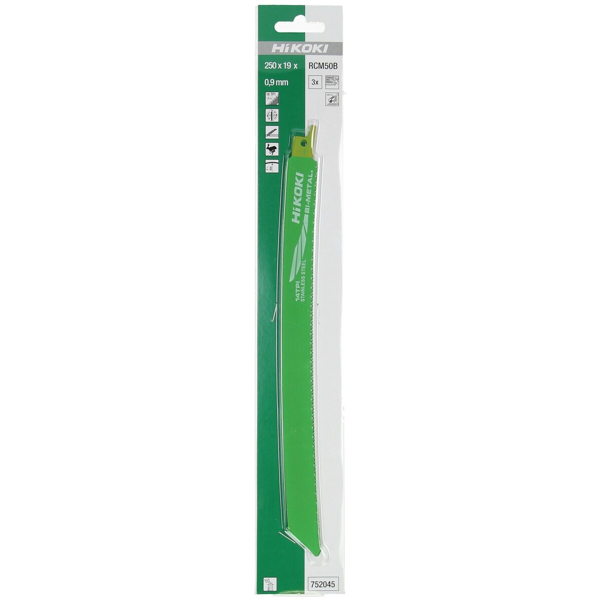Hikoki 752045 - 3 hojas de sierra de sable acero inoxidable BIM RCM50B/No. 343