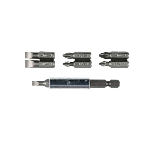 Hikoki 752397 - Portapuntas 1/4", magnético, con puntas Phillips PH1, PH2, Pozidriv PZ1,PZ2, ranuradas SL4.0, SL5.5, SL6.5 - Lote de 7 uds