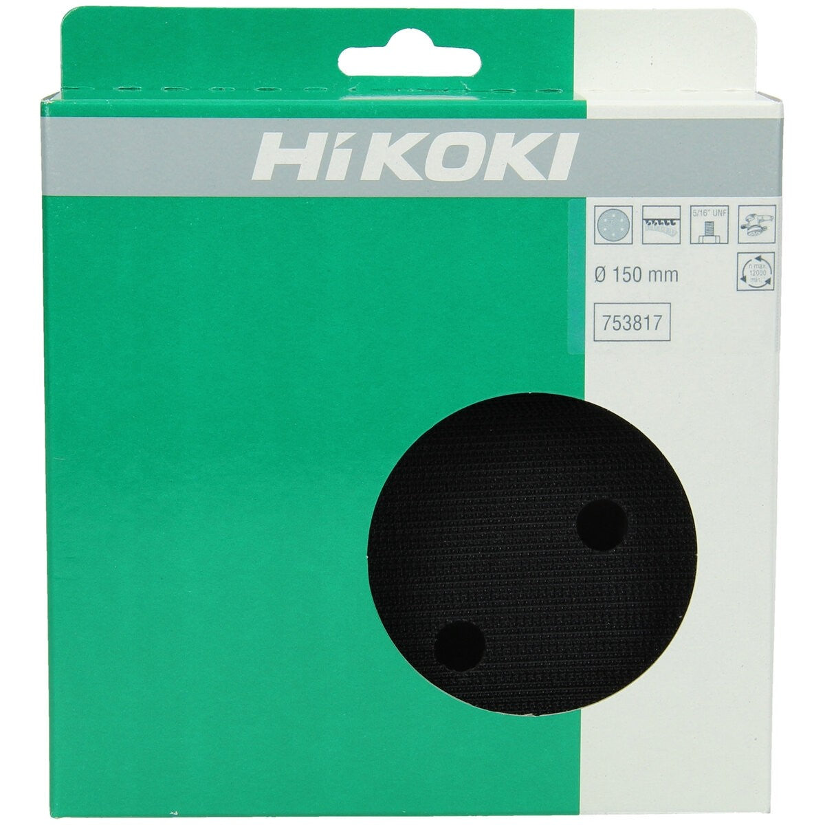 Hikoki 753811 - Plato soporte 125 mm, enganche con tejido autoadherente, 8 agujeros para SV13YA/Y