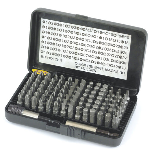 Hikoki 754000 - Caja de puntas 1/4", 100 piezas, 25 mm, incl. portapuntas magnético y cambio rápido de portapuntas magnético