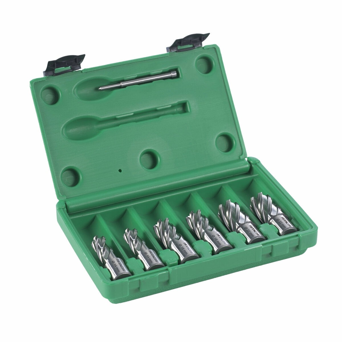Hikoki 754499 - Juego de brocas huecas para metal HSS (7 piezas) 12/14/16/18/22/26x55 mm + expulsor