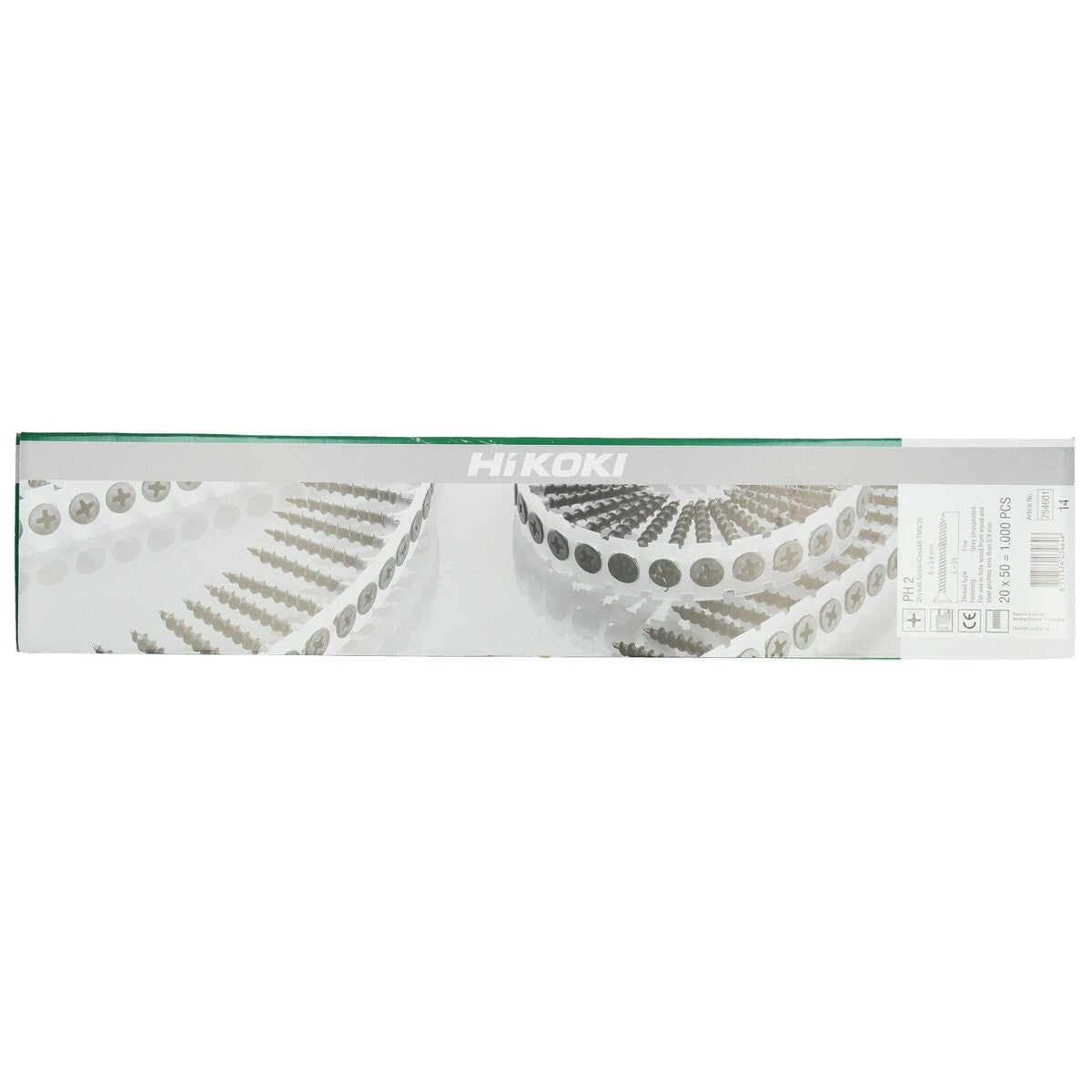 Hikoki 754605 - 1000 tornillos para mampostería intercalados PH2, rosca fina, 3,6 x 35 mm, para cartón yeso - Lote de 1000 uds
