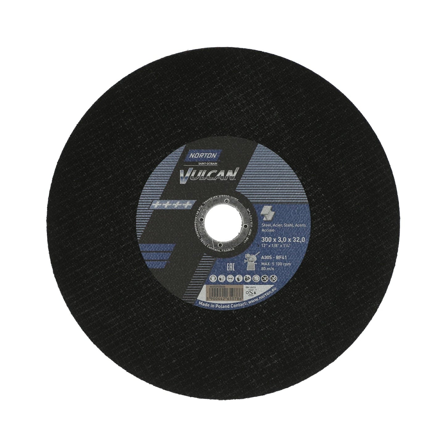 Norton 66252851124 - Disco de corte Vulcan para metal, 300 x 3,0 x 32 mm, A30S (Lote de 10 uds)