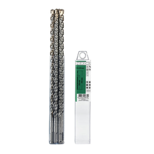 Hikoki 782630 - 10 brocas para martillo SDS-Plus 2 cortadores 8 x 250/310 mm