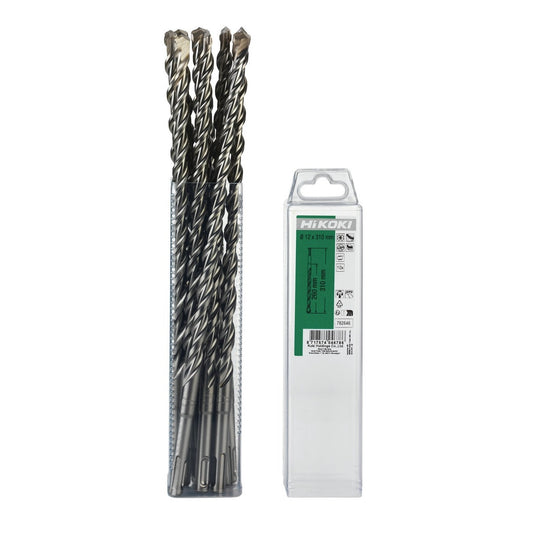 Hikoki 782646 - 10 brocas para martillo SDS-Plus 2 cortadores 12 x 260/310 mm