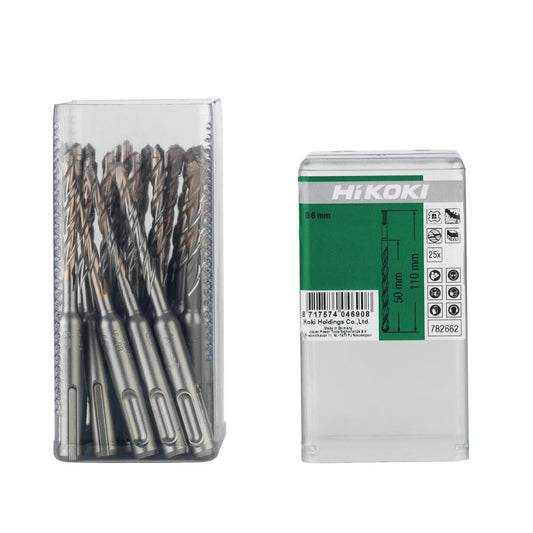 Hikoki 782651 - 25 brocas para martillo SDS-Plus 2 cortadores 4 x 50/110 mm