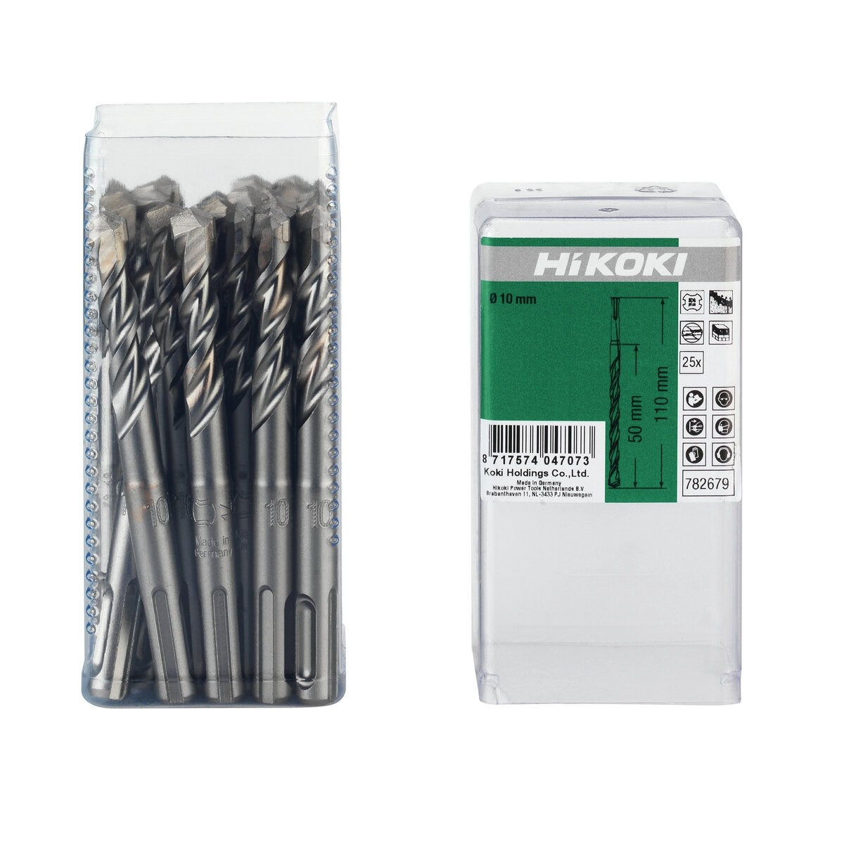 Hikoki 782679 - 25 brocas para martillo SDS-Plus 2 cortadores 10 x 50/110 mm