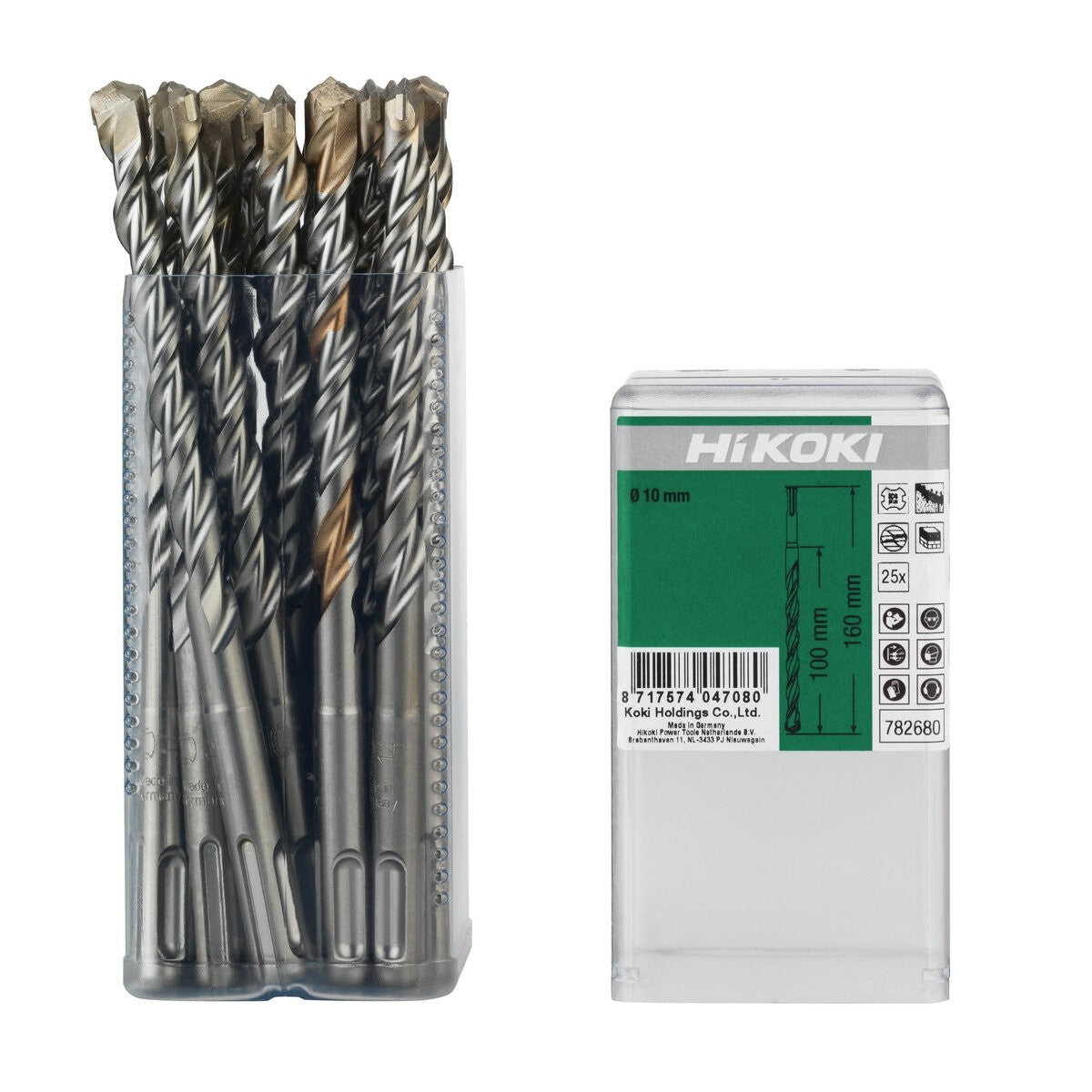 Hikoki 782677 - 25 brocas para martillo SDS-Plus 2 cortadores 9 x 100/160 mm