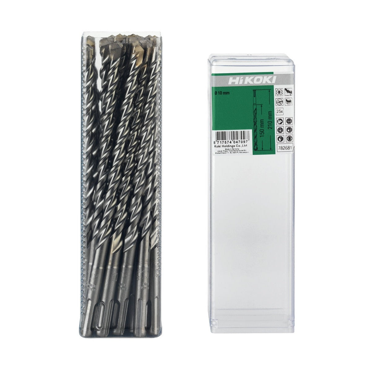 Hikoki 782675 - 25 brocas para martillo SDS-Plus 2 cortadores 8 x 150/210 mm